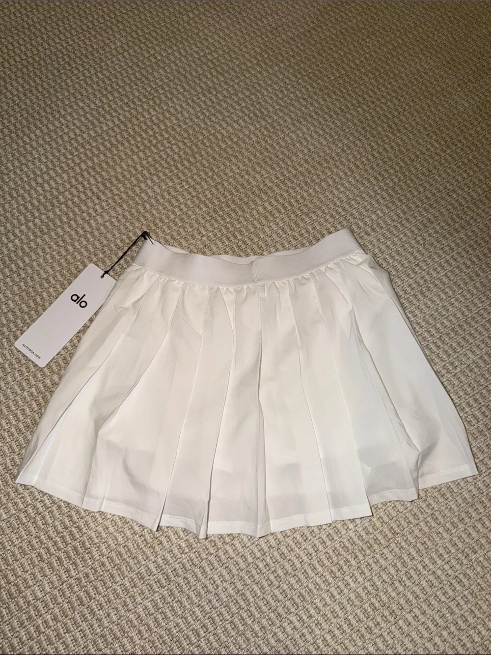 ALO Yoga White Pleated Skater Skirt
